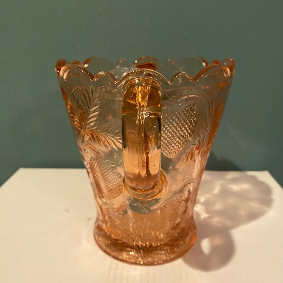 Vintage Depression Glass Fenton Pink Double-Handle Strawberry Vase - Picture 2 of 7